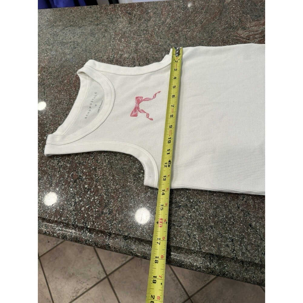 Aeropostale‎  Pink Bow Cami Women’s S  white  tretch Tank Top cropped - Picture 7 of 7